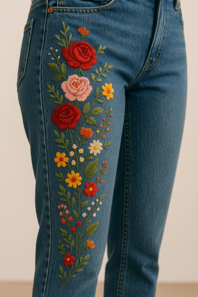 Вышивка на джинсах. Ульяновск