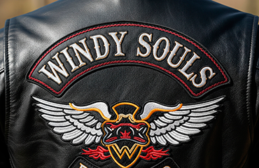 Вышивка на байкерской куртке